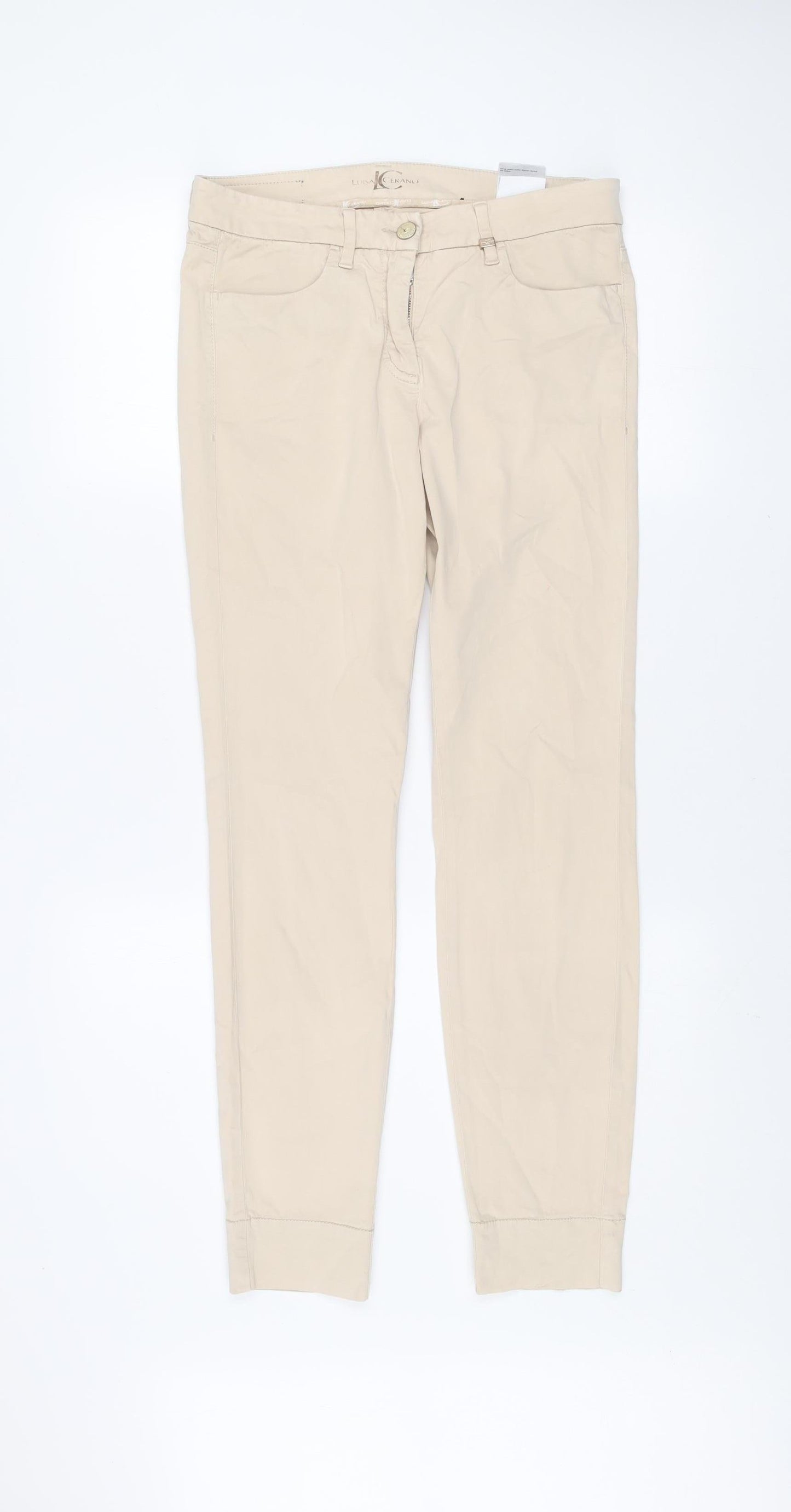 Womens UK Size 10 LUISA CERANO Slim Fit Chino Beige Trousers
