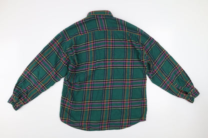Haupt Men Green Plaid Button-Up Long Sleeve Cotton Shirt Size 41/42