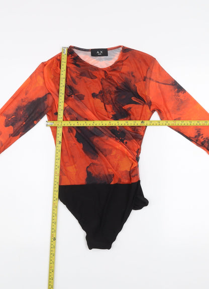 AX Paris Women's Multicoloured Mesh Long Sleeve Bodysuit Size 8
