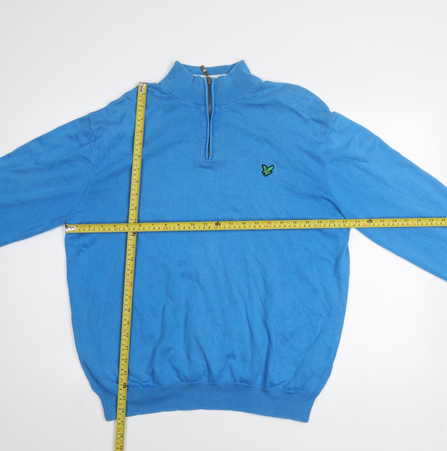 Lyle & Scott Men’s Blue XL Half Zip Cotton Golf Jumper