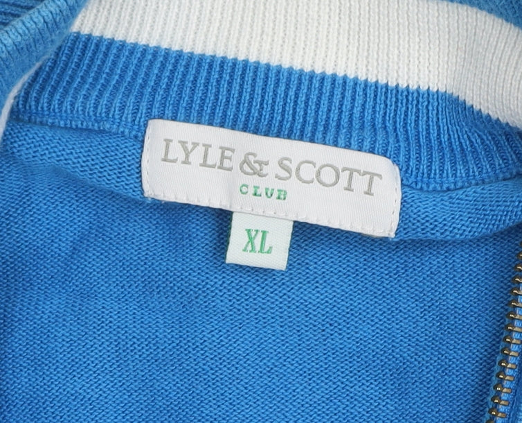 Lyle & Scott Men’s Blue XL Half Zip Cotton Golf Jumper