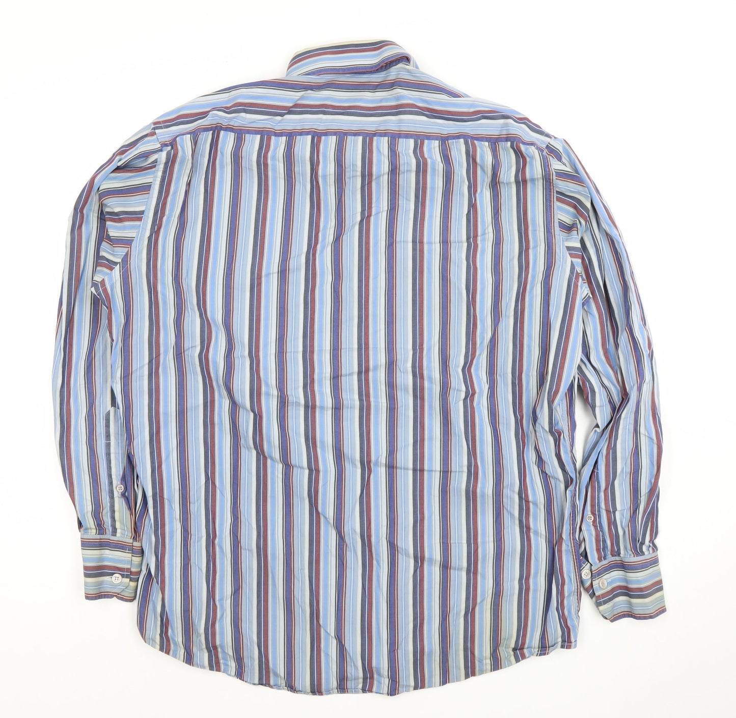 Advice Modern Casual Men's Blue Striped Long Sleeve Dress Shirt Size L