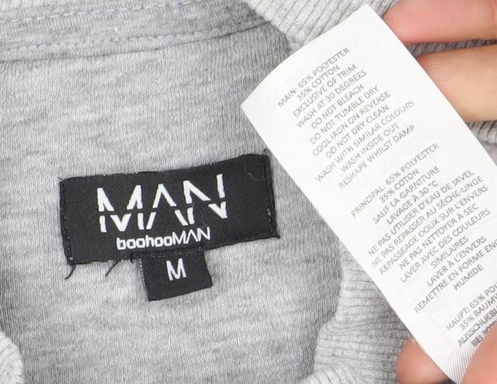 Mens UK Size M BoohooMAN Grey Pullover Sweatshirt
