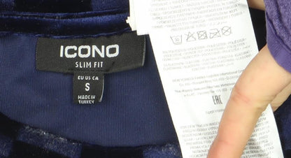 Mens UK Size S ICONO Blue  T-Shirt