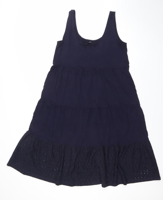 F&F Women’s Blue Sleeveless A-Line Tiered Summer Dress Size 14