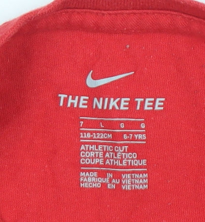 Boys UK Size 6-7 Years Nike Red Basic T-Shirt