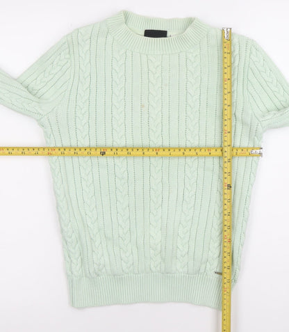 Diesel Women's Green Cable-Knit Crew Neck Jumper Size S