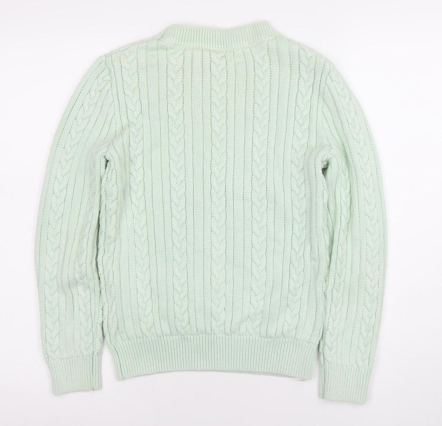 Diesel Women's Green Cable-Knit Crew Neck Jumper Size S