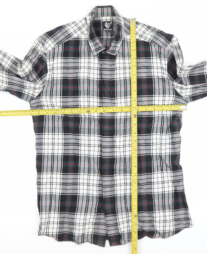 Etnies Limited Men Black Grey Plaid Button-Up Cotton Shirt M