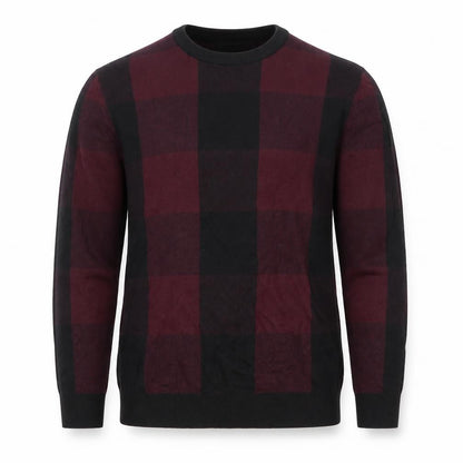 SELECTED HOMME Men's Multicoloured Check Cotton Crew Neck Jumper M
