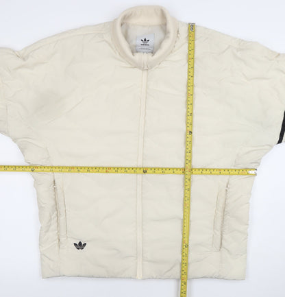 Adidas Men’s Ivory Bomber Jacket Size M Lined Full Zip Casual Sportswear