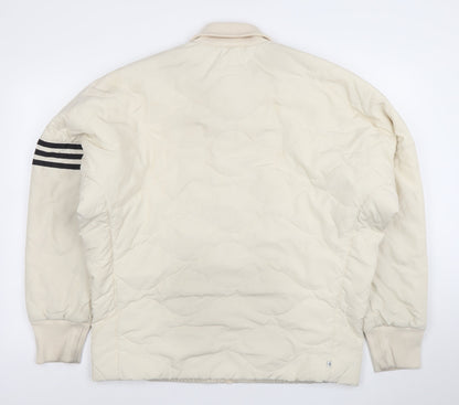 Adidas Men’s Ivory Bomber Jacket Size M Lined Full Zip Casual Sportswear