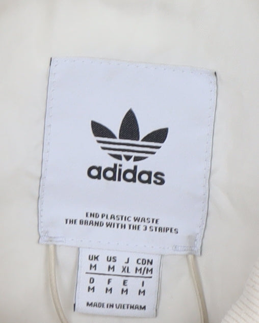 Adidas Men’s Ivory Bomber Jacket Size M Lined Full Zip Casual Sportswear