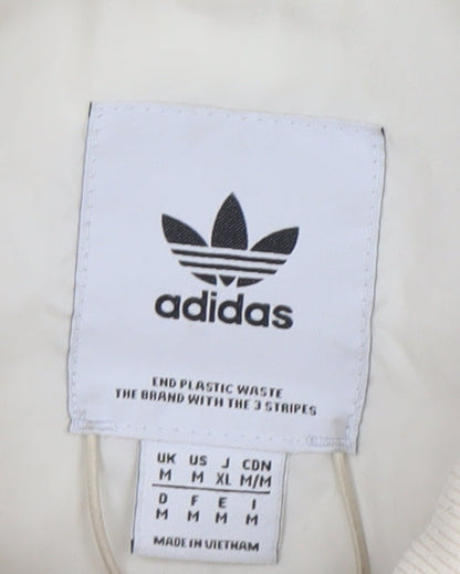 Adidas Men’s Ivory Bomber Jacket Size M Lined Full Zip Casual Sportswear