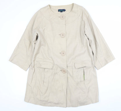 Boden Womens Beige Cotton Mid-Length 3/4 Sleeve Coat UK 8