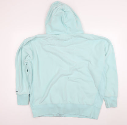 Superdry Women’s Blue Hoodie Size M Pullover Cotton Logo Sweatshirt
