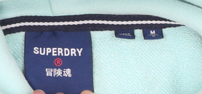 Superdry Women’s Blue Hoodie Size M Pullover Cotton Logo Sweatshirt