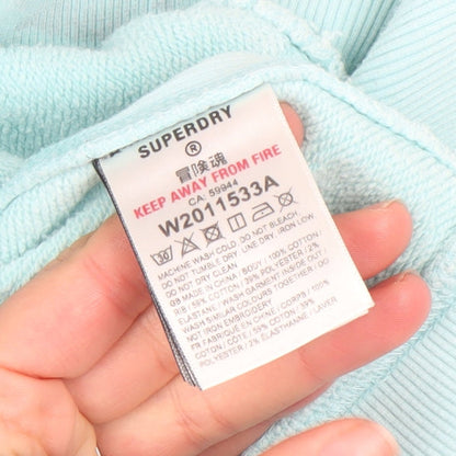 Superdry Women’s Blue Hoodie Size M Pullover Cotton Logo Sweatshirt