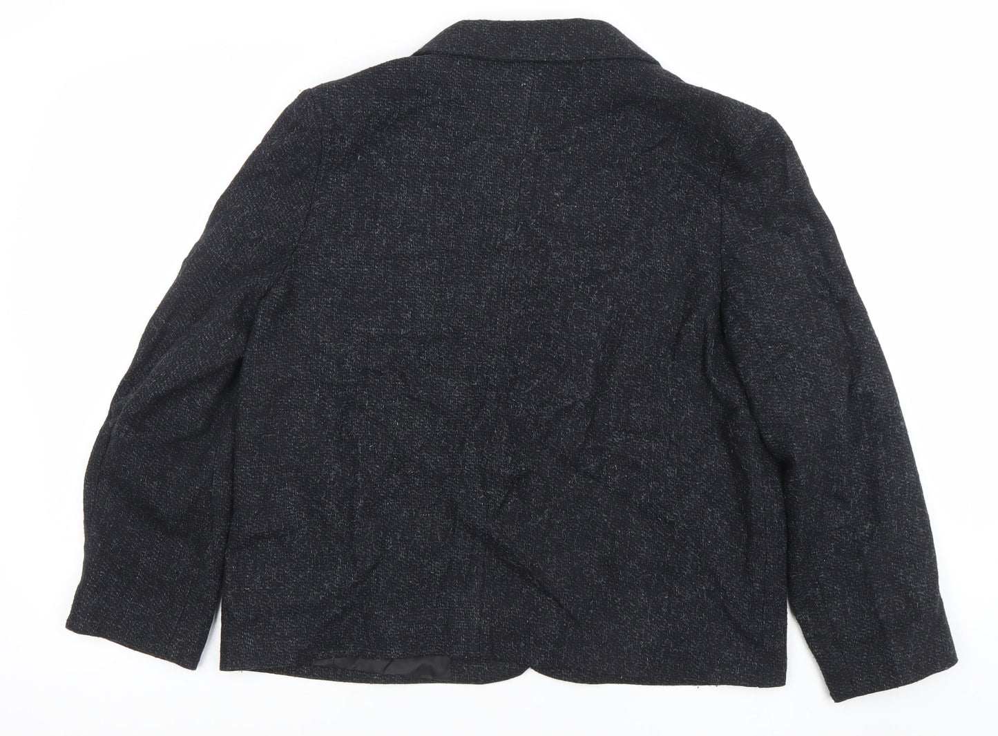 Debenhams Women Black Size 10 Tweed Wool Blend Single Breasted Blazer