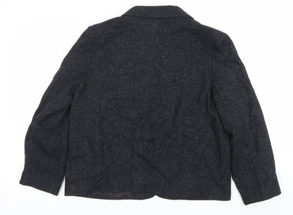 Debenhams Women Black Size 10 Tweed Wool Blend Single Breasted Blazer