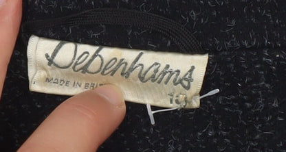 Debenhams Women Black Size 10 Tweed Wool Blend Single Breasted Blazer