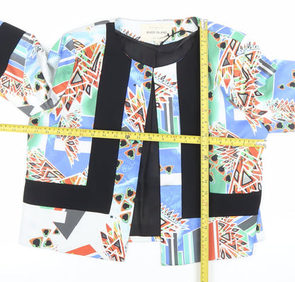 River Island Women's Multicoloured Geometric Blazer Size 14 Polyester