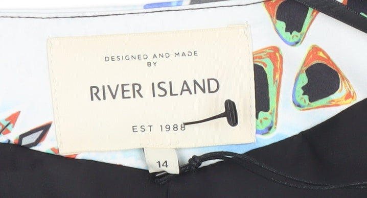 River Island Women's Multicoloured Geometric Blazer Size 14 Polyester