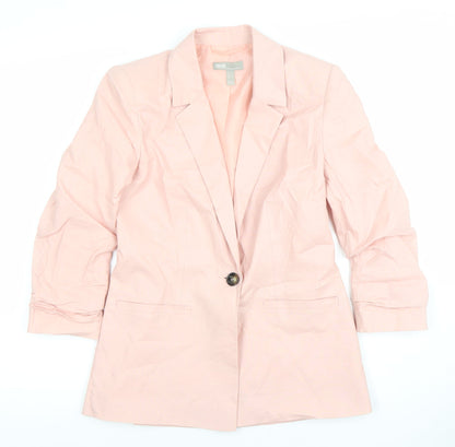 ASOS Women Pink Linen Blend Blazer UK 8 Single Breasted Jacket