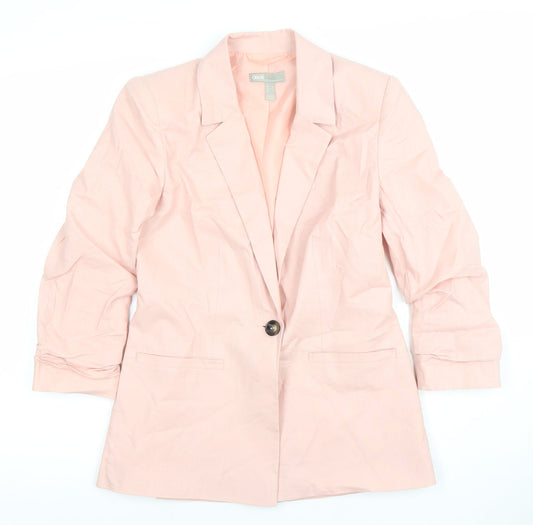 ASOS Women Pink Linen Blend Blazer UK 8 Single Breasted Jacket