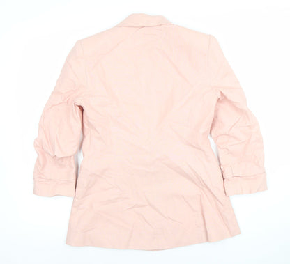 ASOS Women Pink Linen Blend Blazer UK 8 Single Breasted Jacket