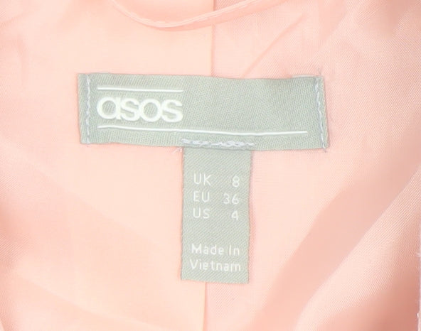 ASOS Women Pink Linen Blend Blazer UK 8 Single Breasted Jacket