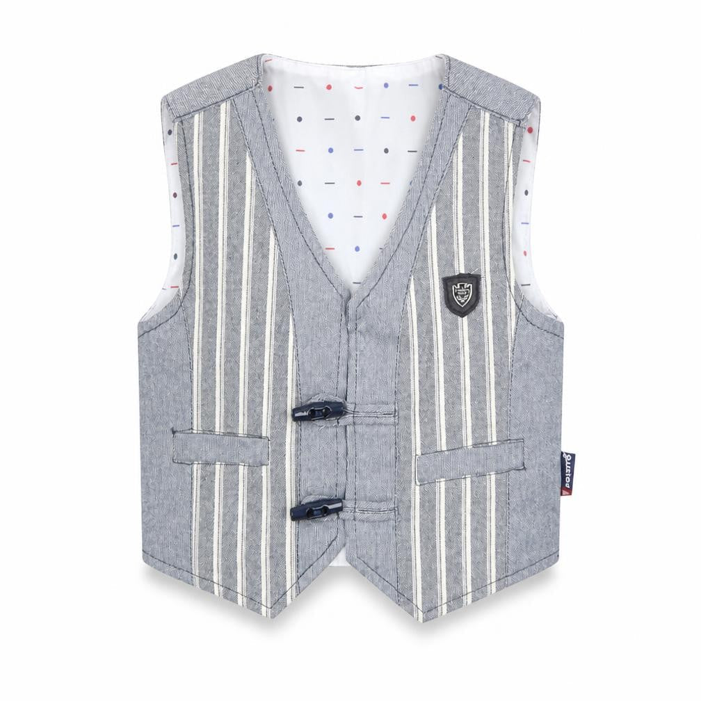 Politto Boys Grey Striped Waistcoat 4 Years Formal Wedding Suit Vest