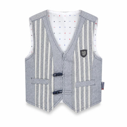 Politto Boys Grey Striped Waistcoat 4 Years Formal Wedding Suit Vest