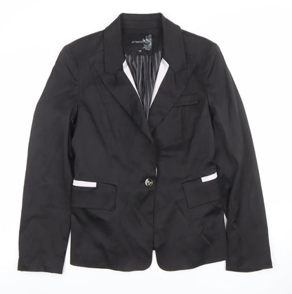 Attentif Womens Black Size 12 Tailored Single-Breasted Blazer