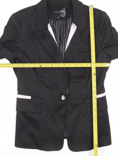 Attentif Womens Black Size 12 Tailored Single-Breasted Blazer
