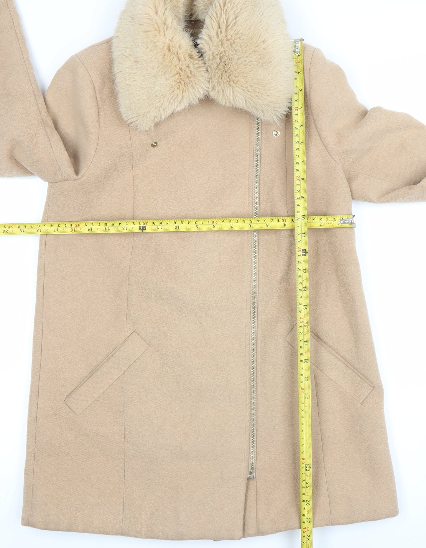 Womens UK Size 8 River Island Beige Overcoat