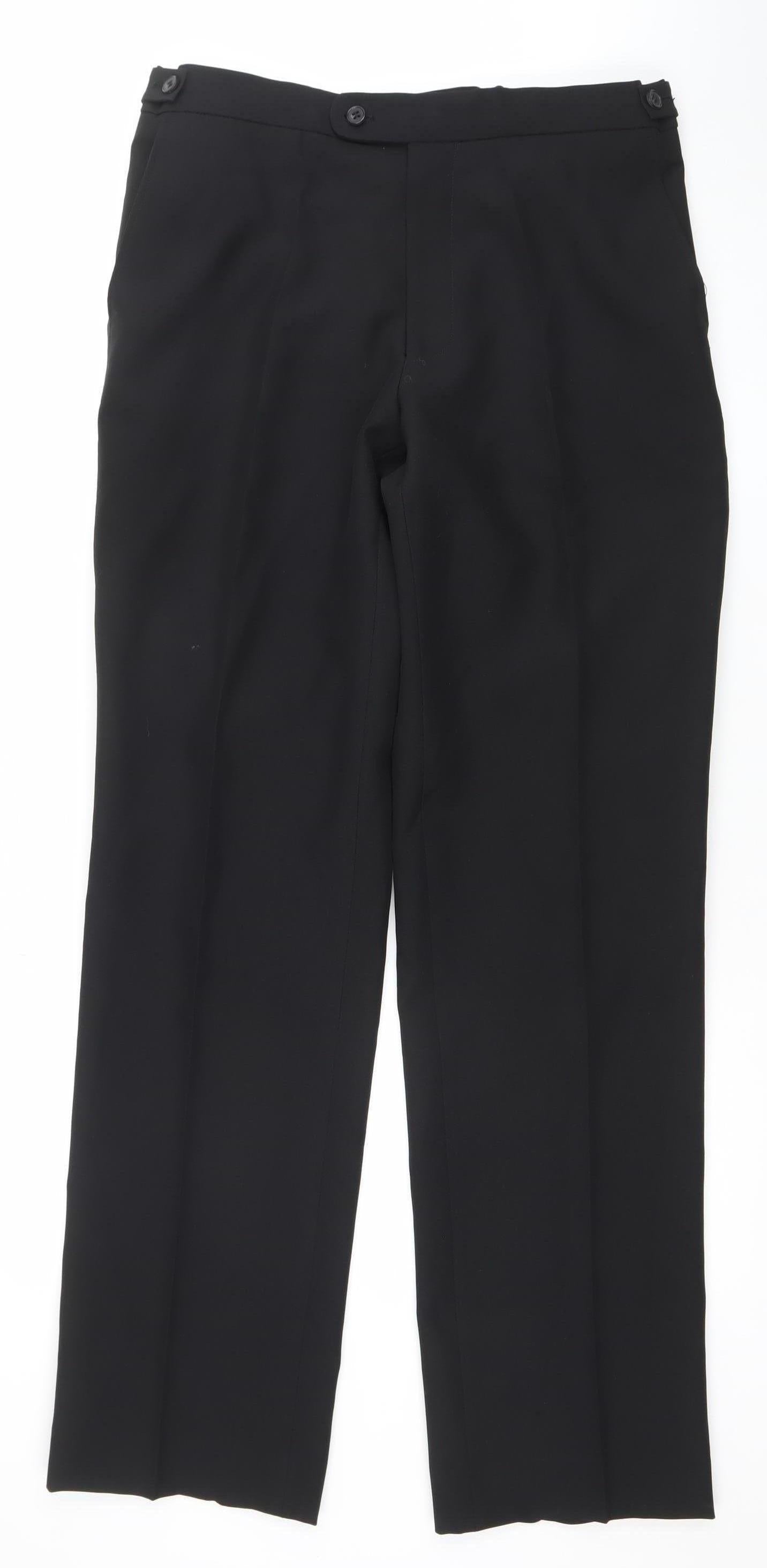 1860 Menswear Black Regular Fit Formal Dress Trousers Size 33R