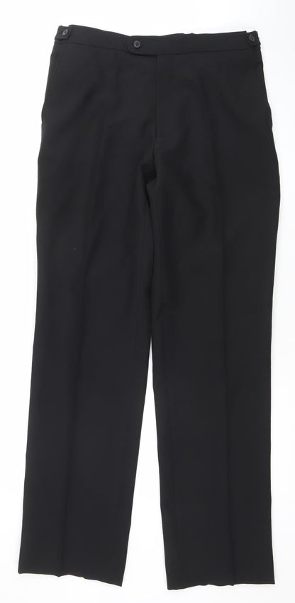 1860 Menswear Black Regular Fit Formal Dress Trousers Size 33R