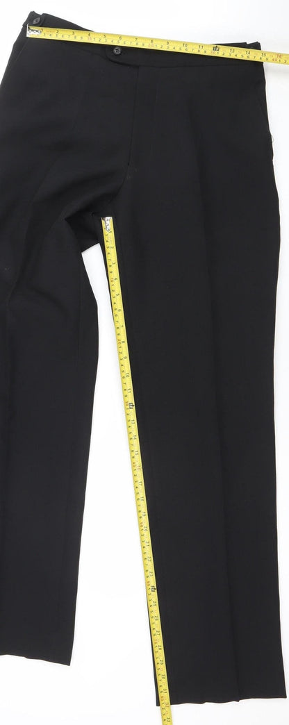1860 Menswear Black Regular Fit Formal Dress Trousers Size 33R