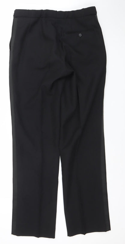 1860 Menswear Black Regular Fit Formal Dress Trousers Size 33R