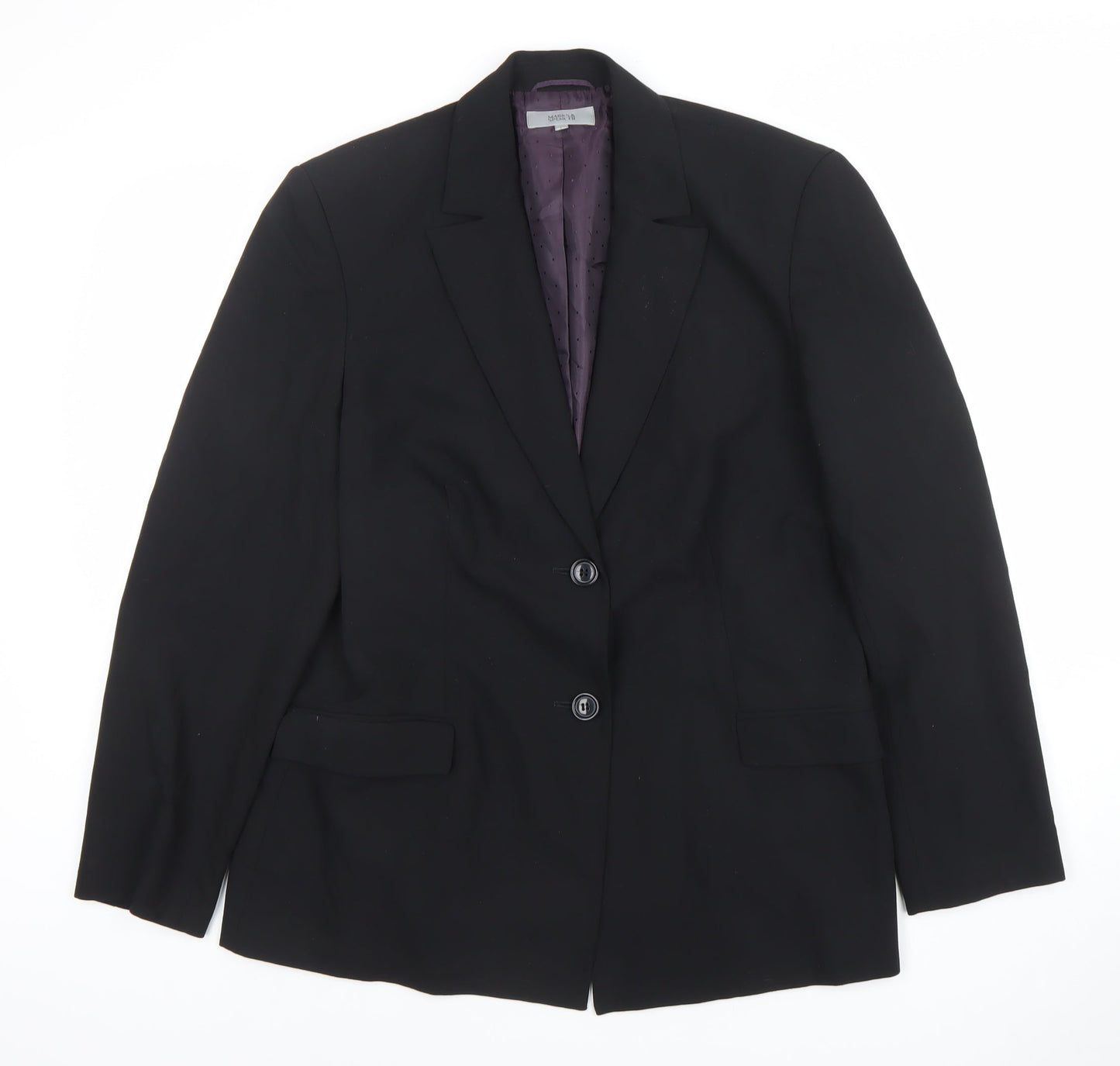 Marks and Spencer Women Black Size 16 Classic Two-Button Blazer Jacket