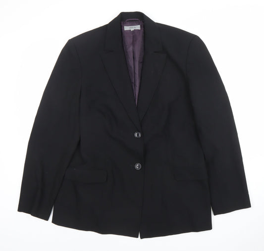 Marks and Spencer Women Black Size 16 Classic Two-Button Blazer Jacket
