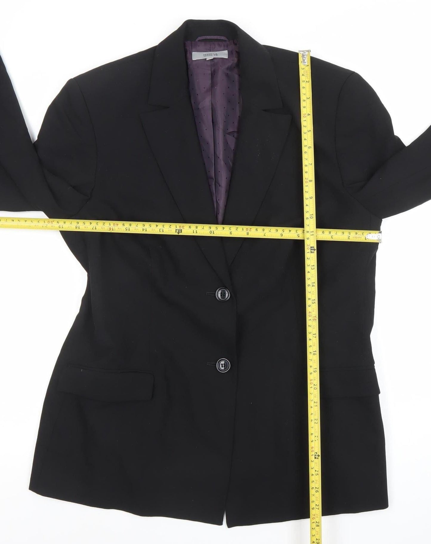 Marks and Spencer Women Black Size 16 Classic Two-Button Blazer Jacket