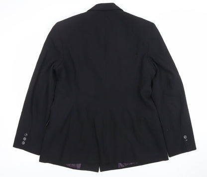 Marks and Spencer Women Black Size 16 Classic Two-Button Blazer Jacket