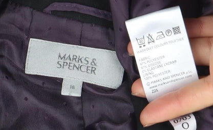 Marks and Spencer Women Black Size 16 Classic Two-Button Blazer Jacket