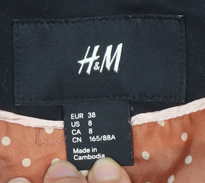 H&M Women's Black Size 10 Cotton Blend Single-Breasted Blazer