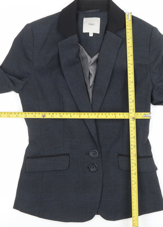 Next Women Grey Check Single-Breasted Blazer Size 8 Classic Fit