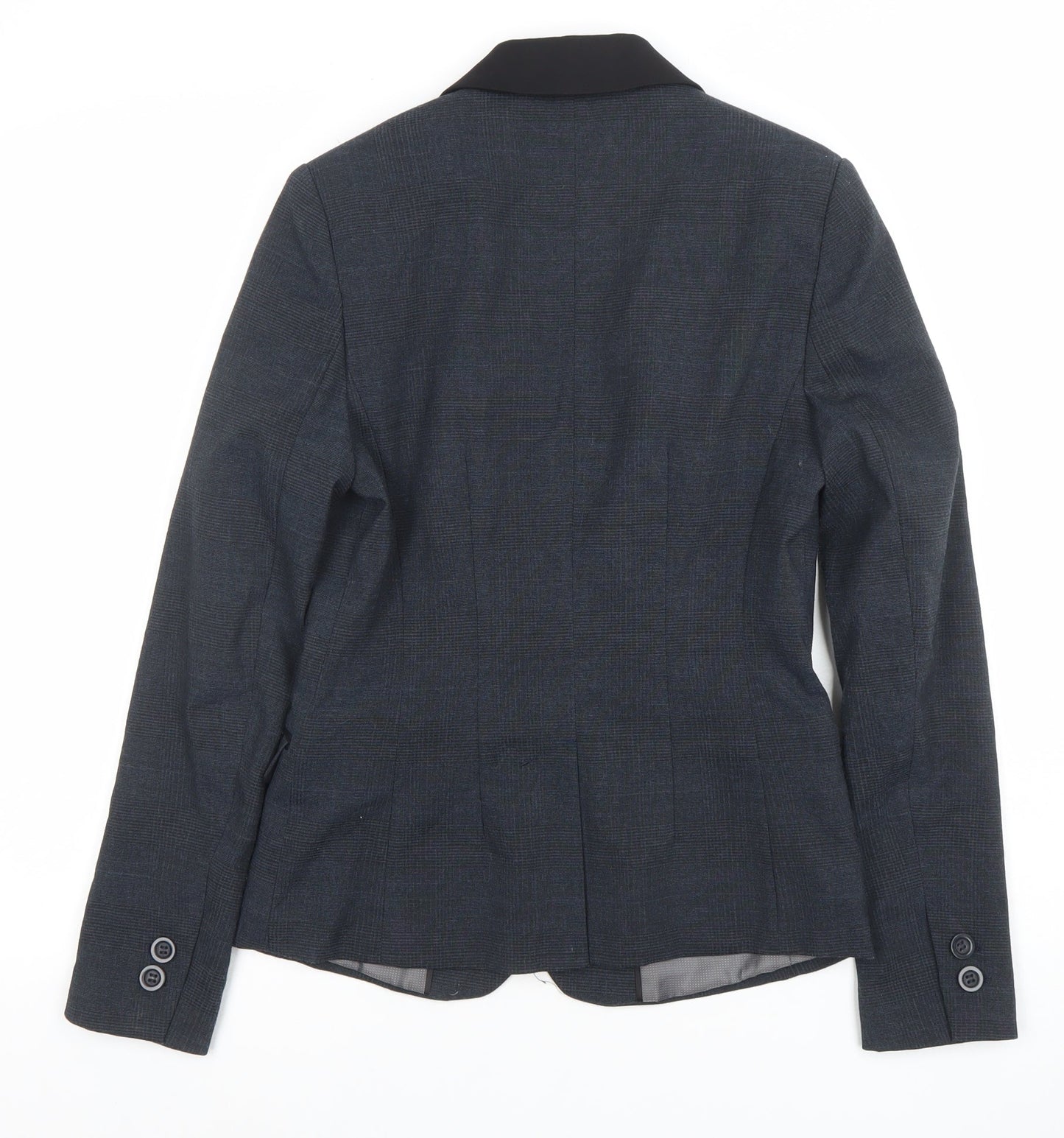 Next Women Grey Check Single-Breasted Blazer Size 8 Classic Fit