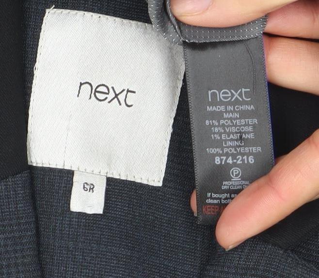 Next Women Grey Check Single-Breasted Blazer Size 8 Classic Fit