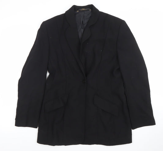 Marks and Spencer Women’s Black Wool Blazer UK 12 Classic Long Jacket